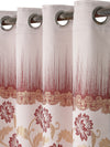 Maroon & White Set of 1 Floral Room Darkening Long Door Curtain