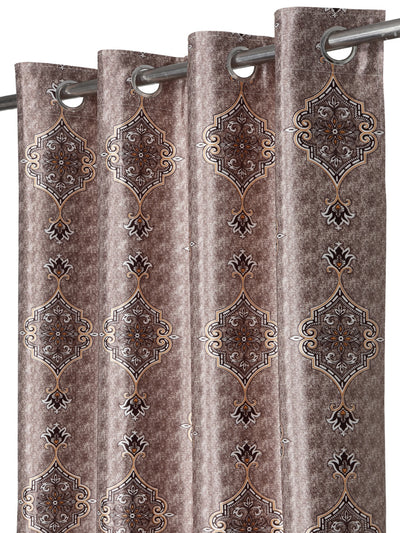 Romee Brown Ethnic Motifs Patterned Set of 2 Long Door Curtains