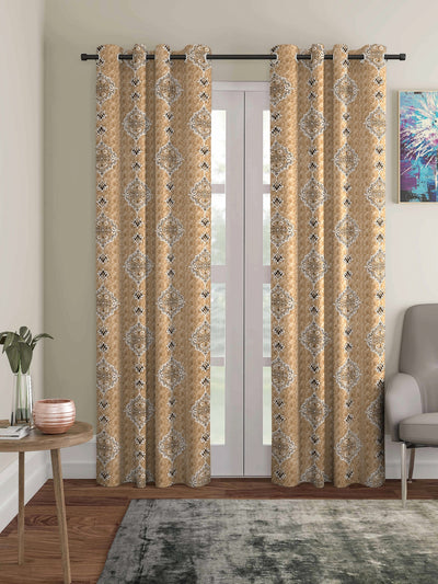 Romee Gold Ethnic Motifs Patterned Set of 2 Long Door Curtains