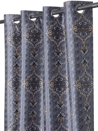 Romee Blue Ethnic Motifs Patterned Set of 2 Long Door Curtains