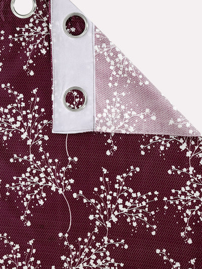 Romee Purple Floral Patterned Set of 2 Long Door Curtains