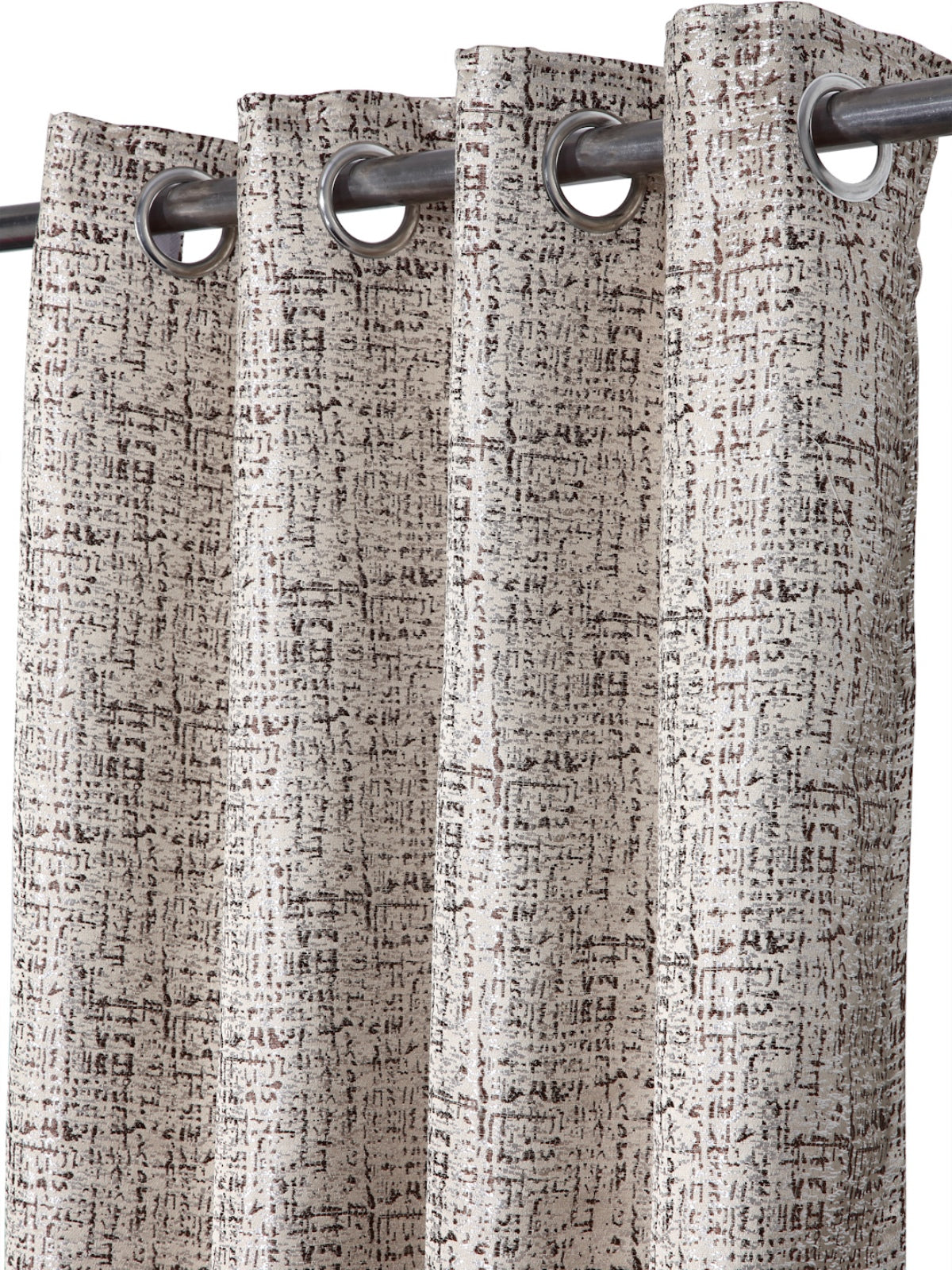 Romee Brown & Beige Texture Patterned Set of 2 Long Door Curtains