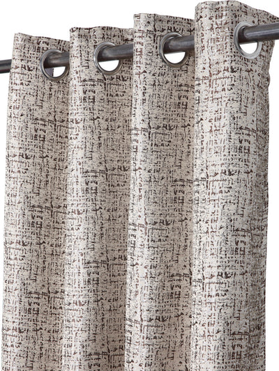 Romee Brown & Beige Texture Patterned Set of 2 Long Door Curtains