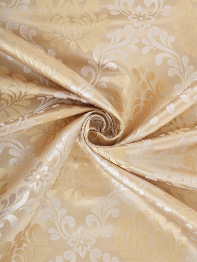 Romee Gold & Beige Ethnic Motifs Patterned Set of 2 Long Door Curtains