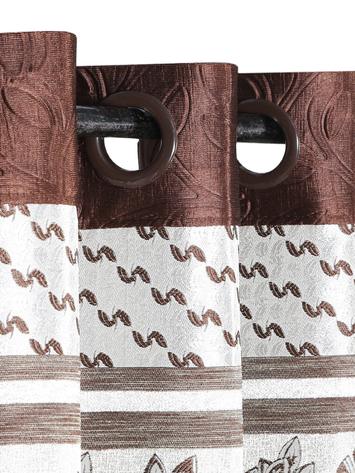 Romee Coffee Brown Leafy Patterned Set of 2 Door Curtains