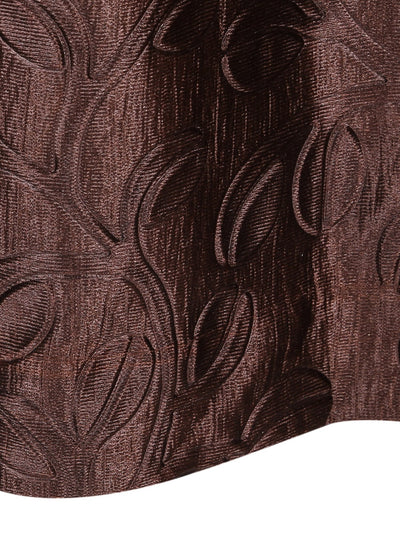 Romee Coffee Brown Leafy Patterned Set of 2 Long Door Curtains
