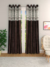 Romee Coffee Brown Leafy Patterned Set of 2 Long Door Curtains