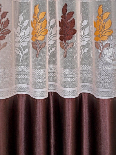 Romee Brown Floral Patterned Set of 2 Window Curtains