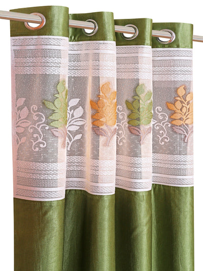 Romee Green Floral Patterned Set of 2 Window Curtains