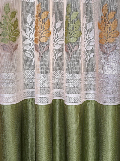 Romee Green Floral Patterned Set of 2 Window Curtains