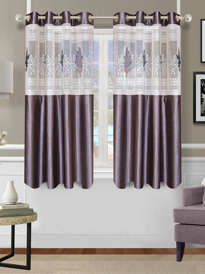 Romee Grey Floral Patterned Set of 2 Window Curtains