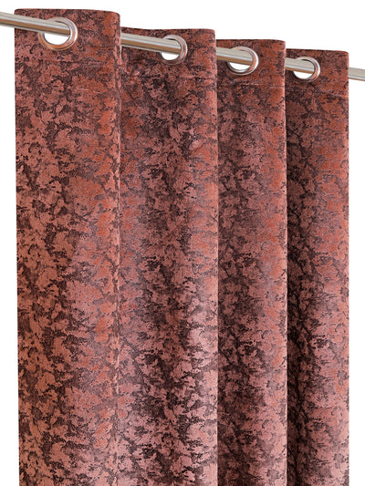 Romee Brown Texture Patterned Set of 2 Door Curtains