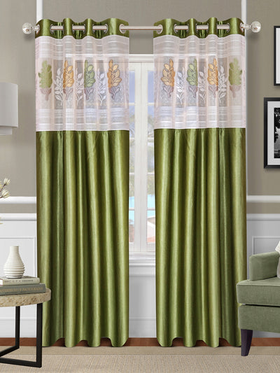 Romee Green Floral Patterned Set of 2 Door Curtains