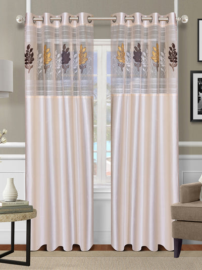 Romee Cream Floral Patterned Set of 2 Long Door Curtains
