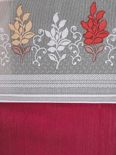 Romee Red Floral Patterned Set of 2 Long Door Curtains