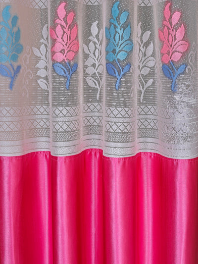 Romee Pink Floral Patterned Set of 2 Long Door Curtains