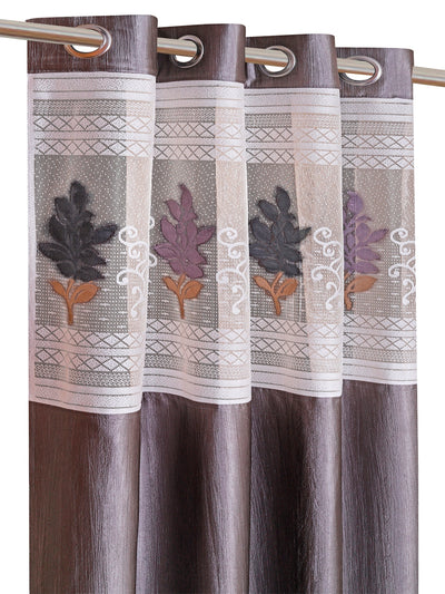 Romee Grey Floral Patterned Set of 2 Long Door Curtains