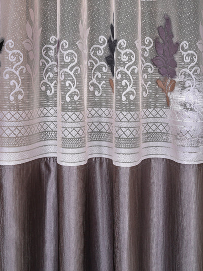 Romee Grey Floral Patterned Set of 2 Long Door Curtains