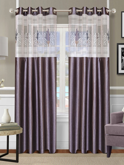 Romee Grey Floral Patterned Set of 2 Long Door Curtains