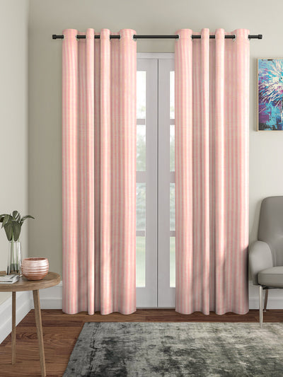 Romee Pink Striped Patterned Set of 2 Door Curtains