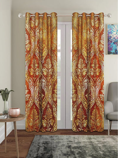 Romee Rust & White Ethnic Motifs Patterned Set of 1 Door Curtains