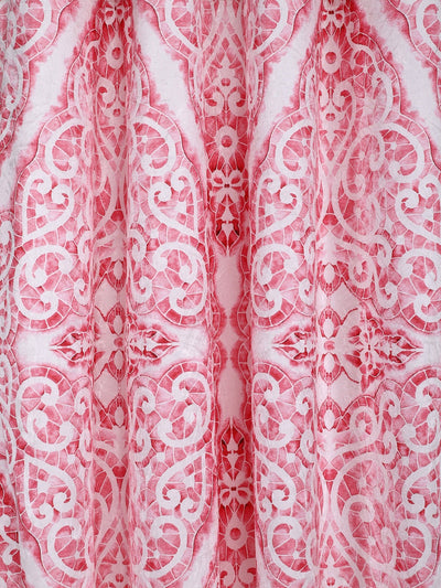 Romee Pink & White Ethnic Motifs Patterned Set of 1 Door Curtains