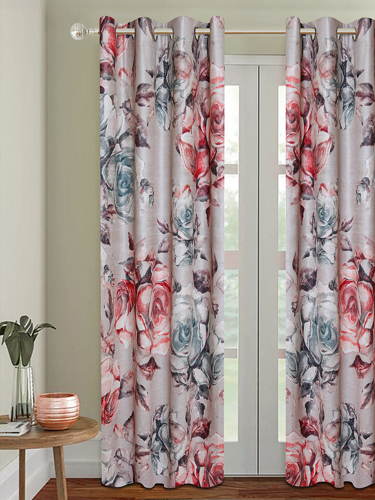 Romee Multicolor Floral Patterned Set of 1 Door Curtains