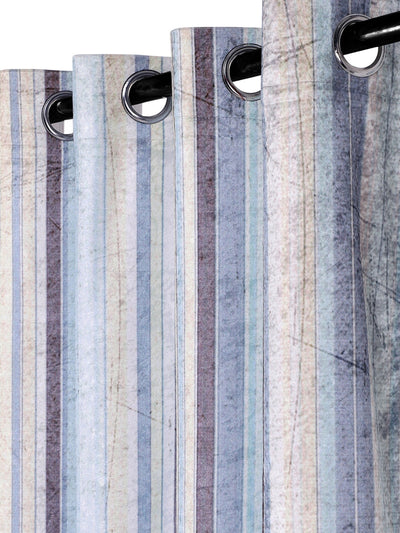 Romee Blue Striped Patterned Set of 1 Door Curtains