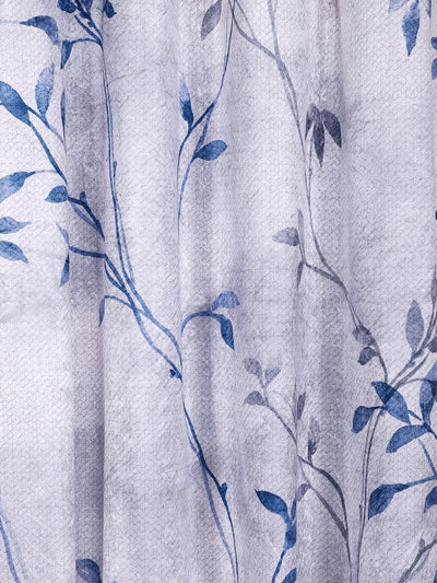 Romee Light Blue Floral Patterned Set of 1 Door Curtains