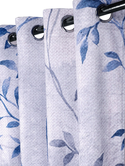 Romee Light Blue Floral Patterned Set of 1 Door Curtains