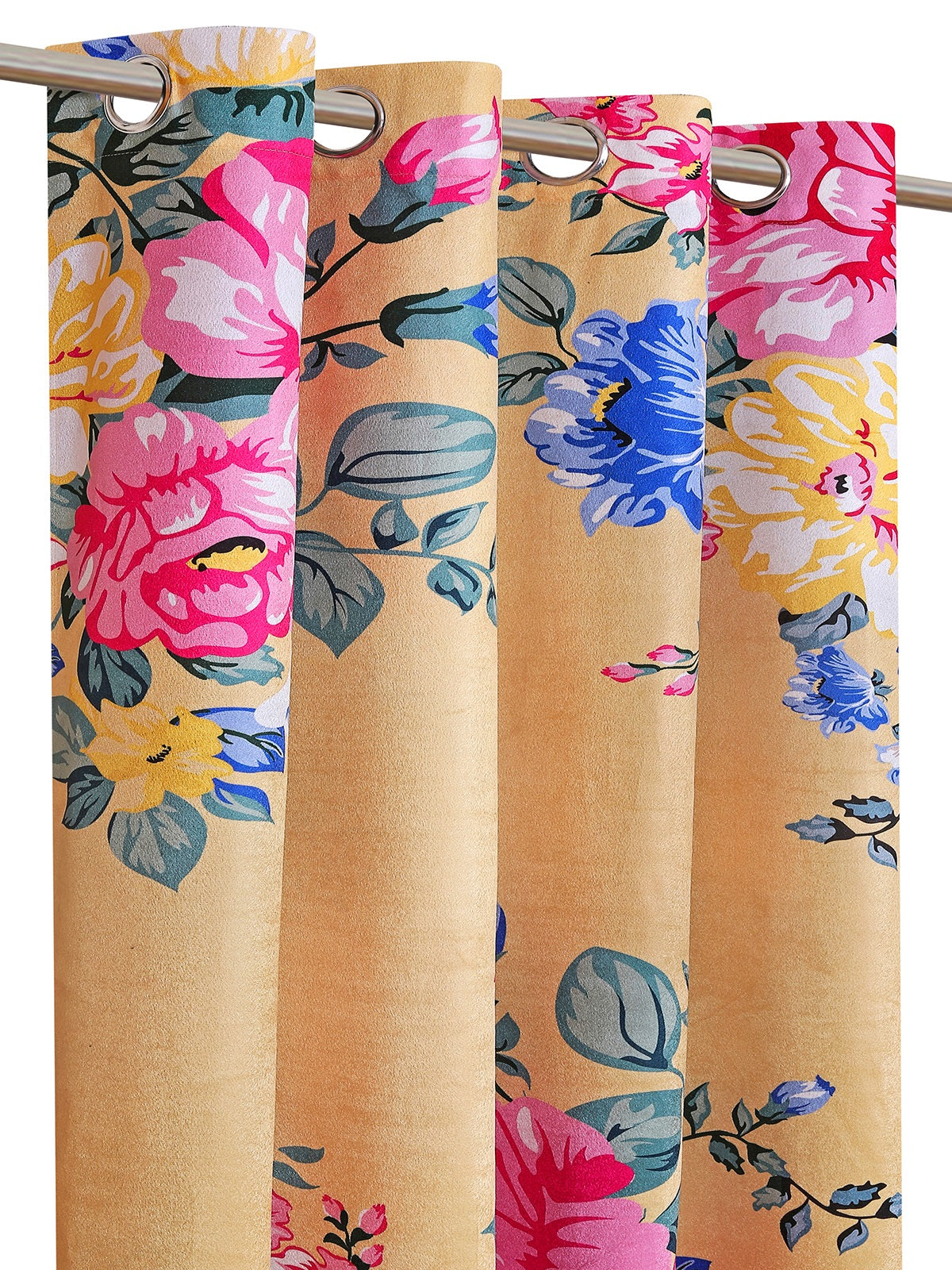 Romee Beige Floral Patterned Set of 1 Door Curtains