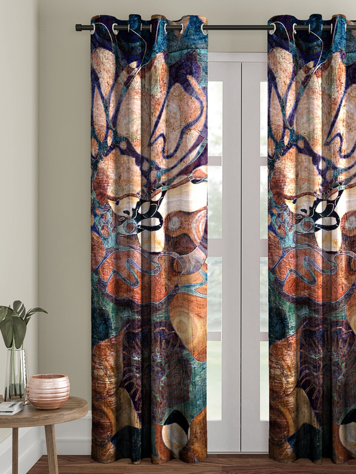 Romee Multicolor Abstract Patterned Set of 1 Door Curtains