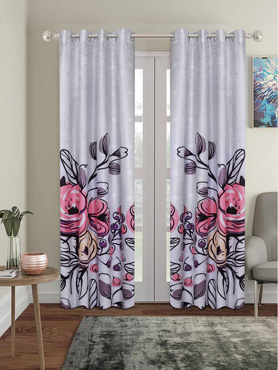 Romee Off-White Floral Patterned Set of 1 Door Curtains