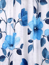 Romee White & Blue Floral Patterned Set of 1 Door Curtains