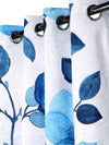 Romee White & Blue Floral Patterned Set of 1 Door Curtains