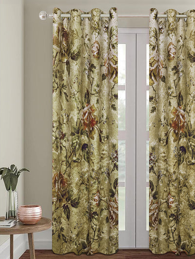 Romee Green & Beige Green Set of 1 Door Curtains