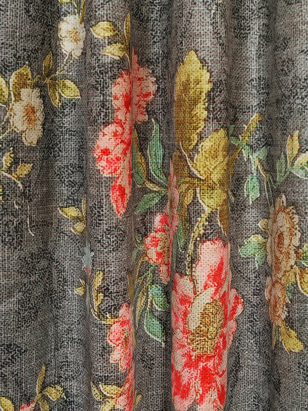 Romee Grey Floral Patterned Set of 1 Door Curtains