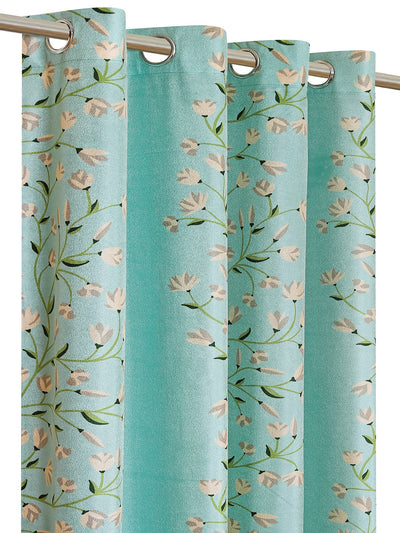 Romee Green Floral Patterned Set of 1 Door Curtains