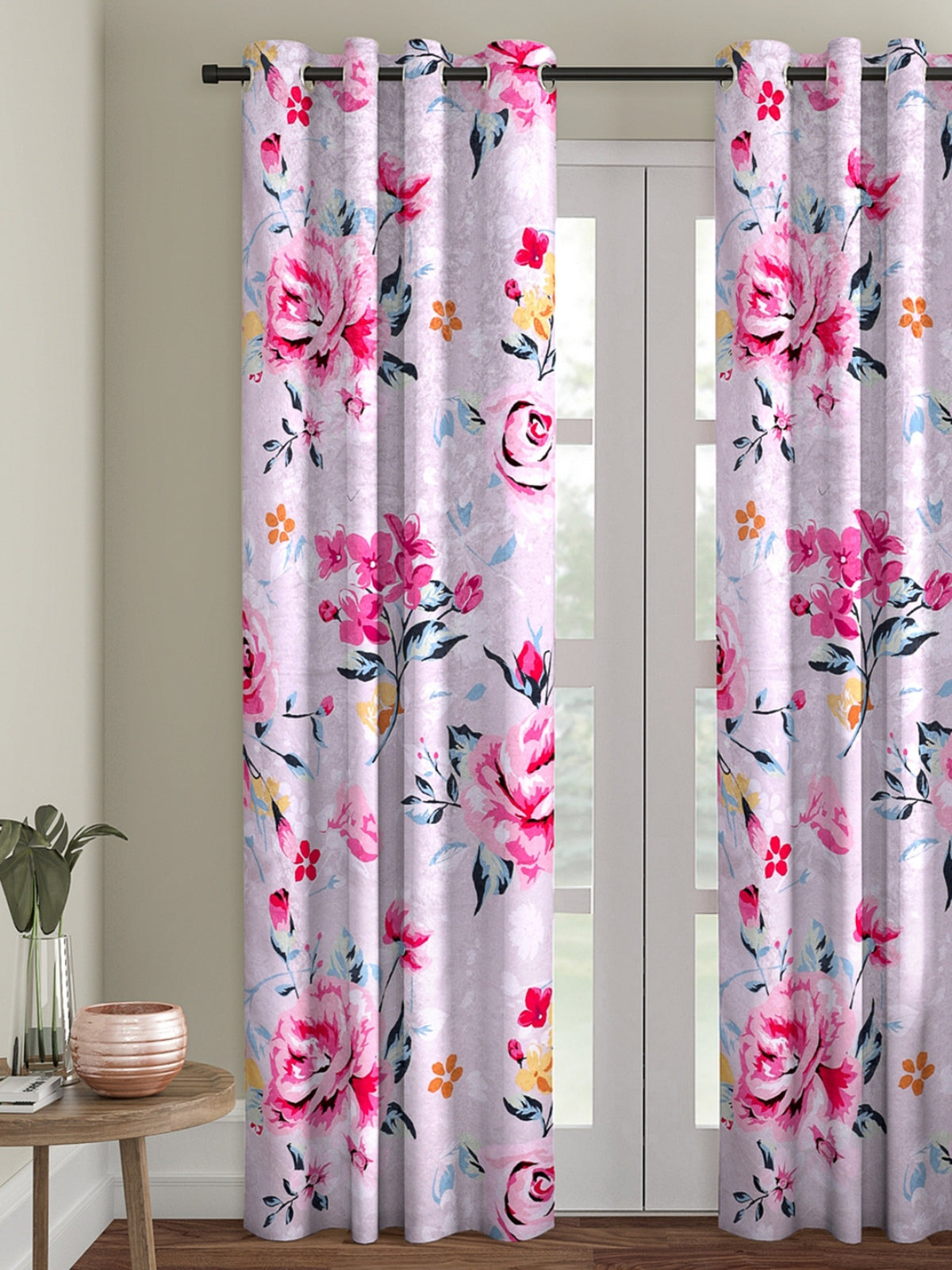 Romee Multicolor Floral Patterned Set of 1 Door Curtains