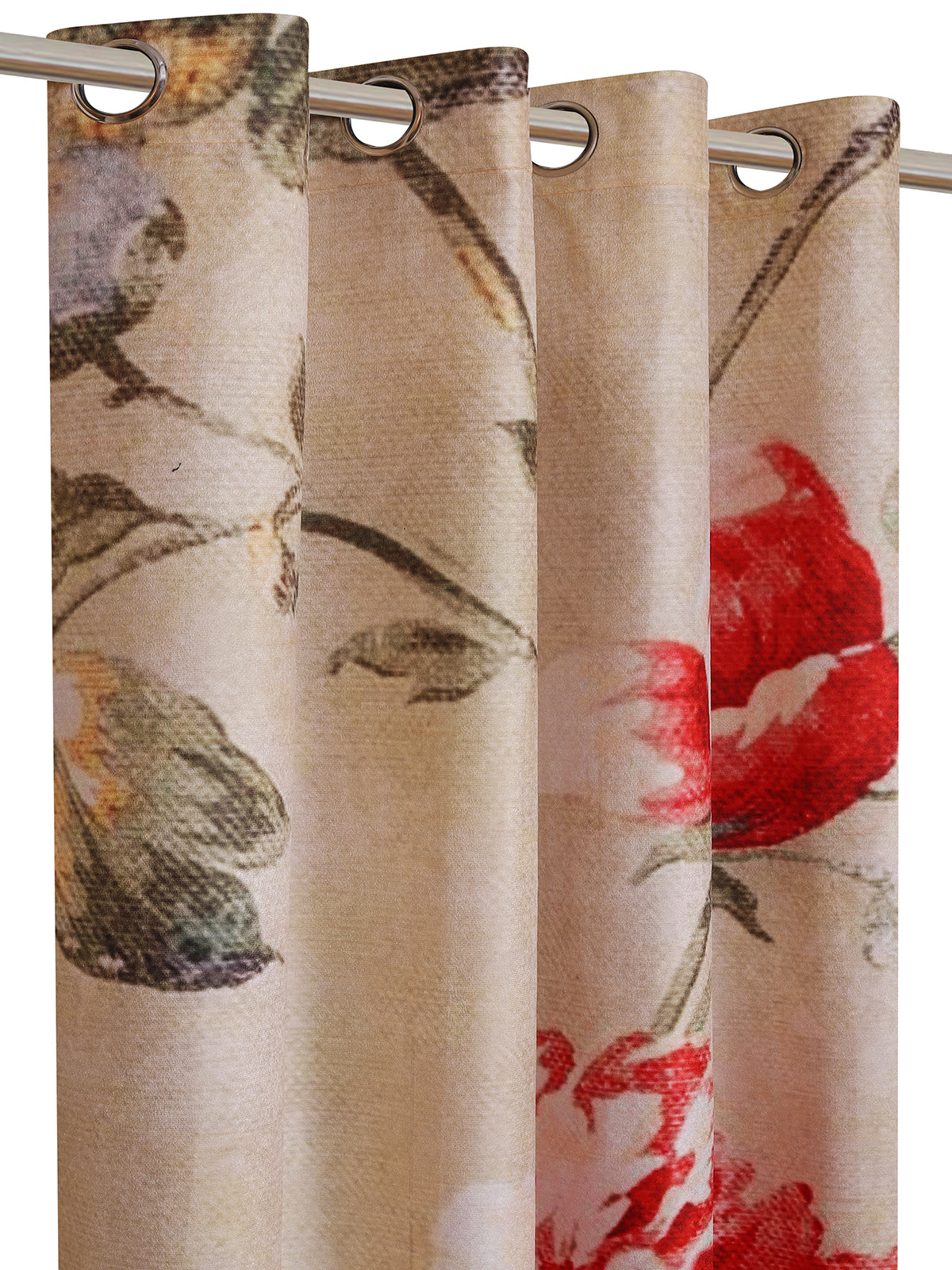 Romee Beige Floral Patterned Set of 1 Door Curtains