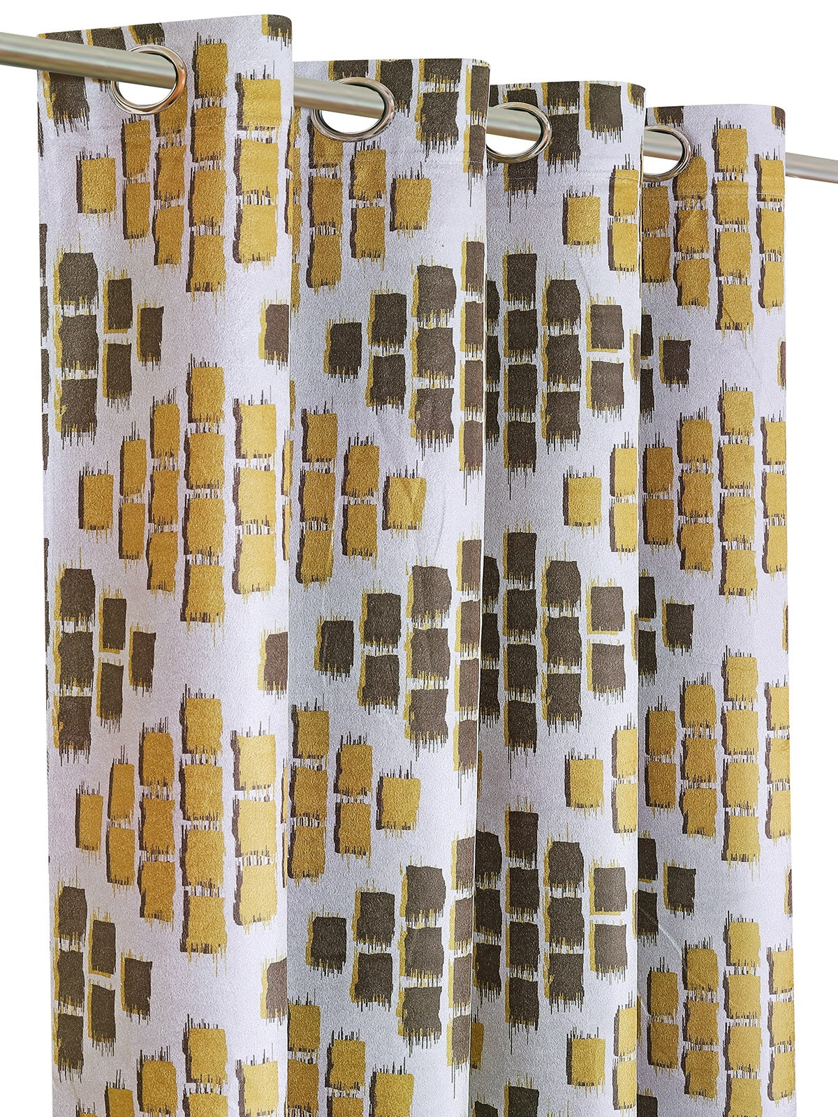 Romee Yellow & Off White Geometric Patterned Set of 1 Door Curtains