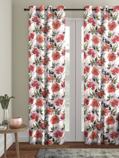 Romee Off White Floral Patterned Set of 1 Door Curtains