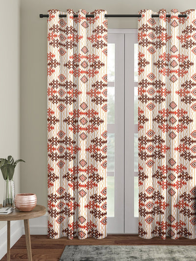 Romee Cream Ethnic Motifs Patterned Set of 1 Door Curtains