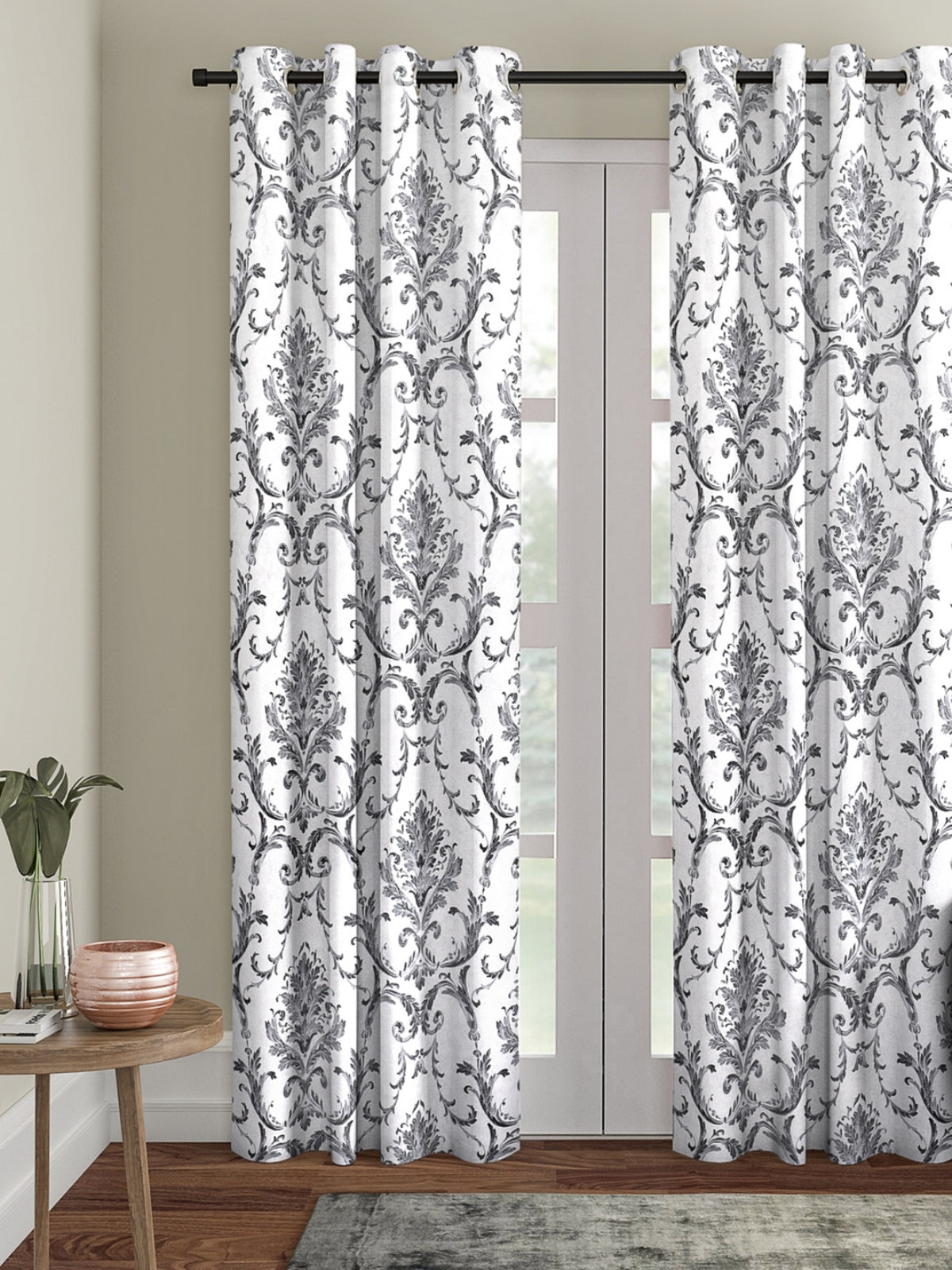 Romee Silver Ethnic Motifs Patterned Set of 1 Door Curtains