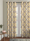 Romee Off White & Yellow Geometric Patterned Set of 1 Door Curtains