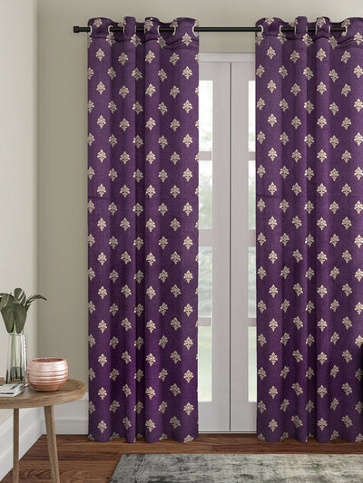 Romee Purple Ethnic Motifs Patterned Set of 1 Door Curtains