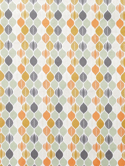 Romee Green & Orange Geometric Patterned Set of 1 Door Curtains