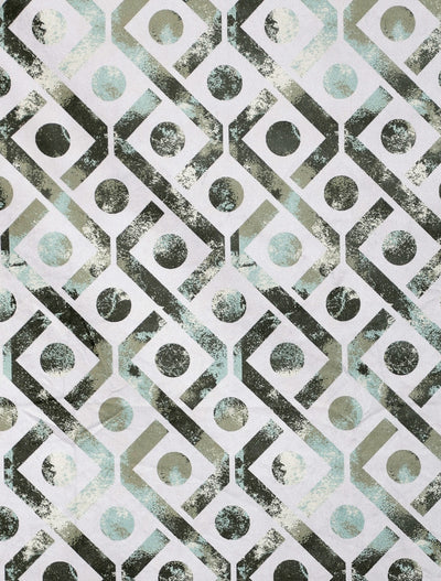 Romee Silver & Green Geometric Patterned Set of 1 Door Curtains