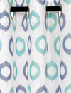 Romee White & Blue Geometric Patterned Set of 1 Door Curtains