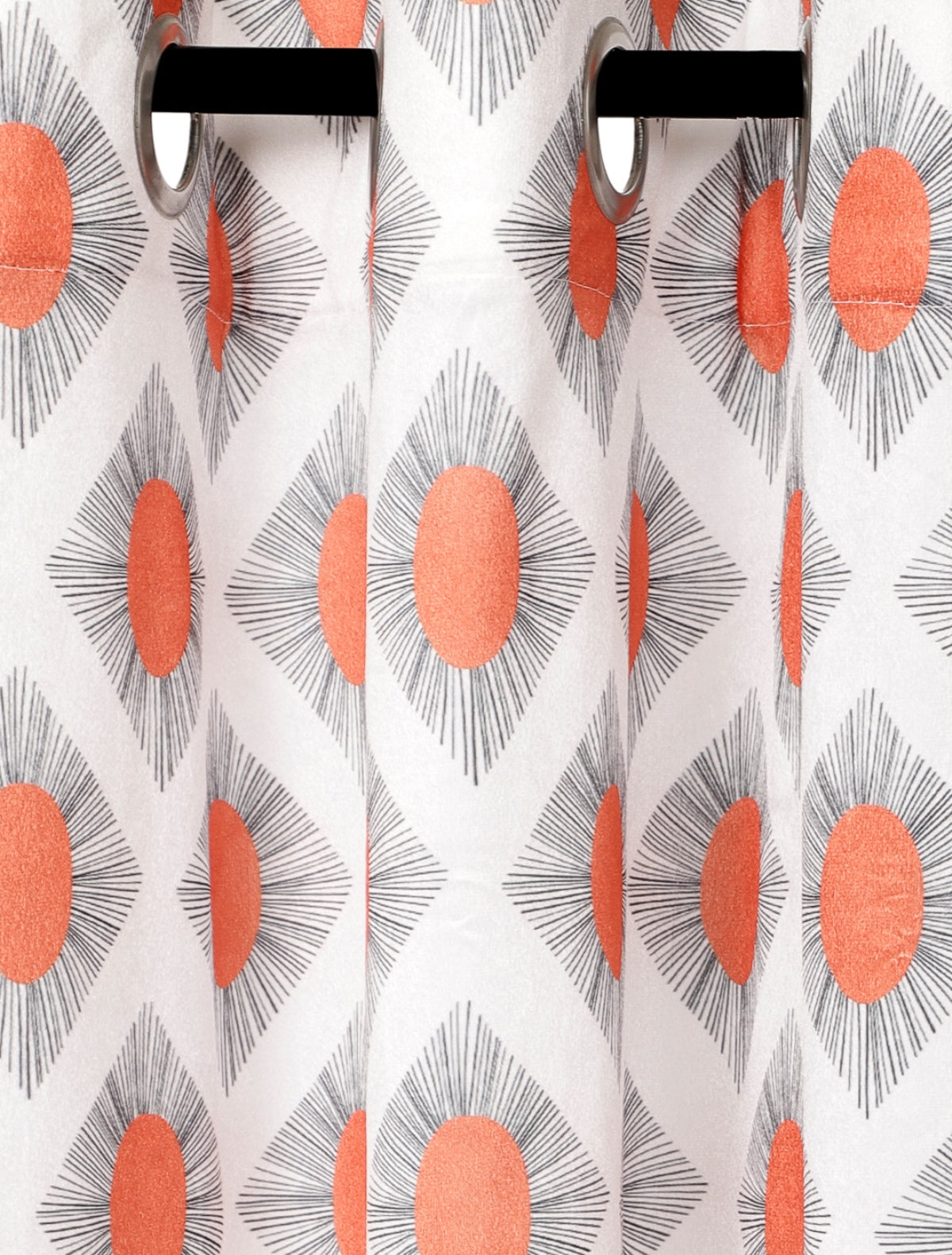 Romee Orange & Off White Ethnic Motifs Patterned Set of 1 Door Curtains